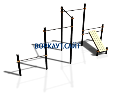 Воркаут комплекс разноуровневых турников со скамьей для пресса ВС-37 в Оренбурге