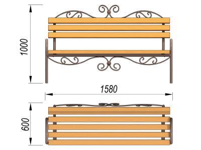 Лавочка кованная МАФ 1606 в Оренбурге