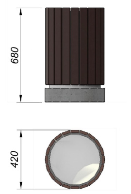 Урна деревянная круглая с бетонным основанием МАФ 1632 в Оренбурге