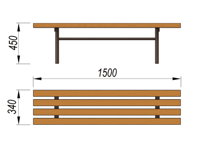Лавочка без спинки МАФ 1601 в Оренбурге