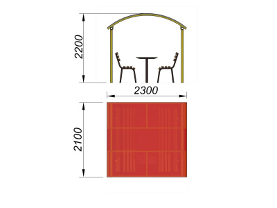 Стол и лавки под навесом МАФ 4005 в Оренбурге