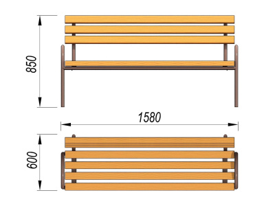 Парковая лавочка со спинкой МАФ 1605 в Оренбурге