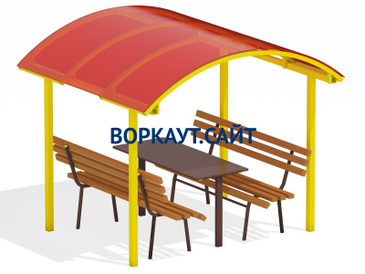 Стол и лавки под навесом МАФ 4005 в Оренбурге