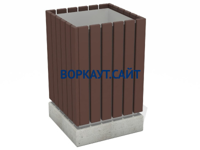 Урна деревянная квадратная с бетонным основанием МАФ 1633 в Оренбурге